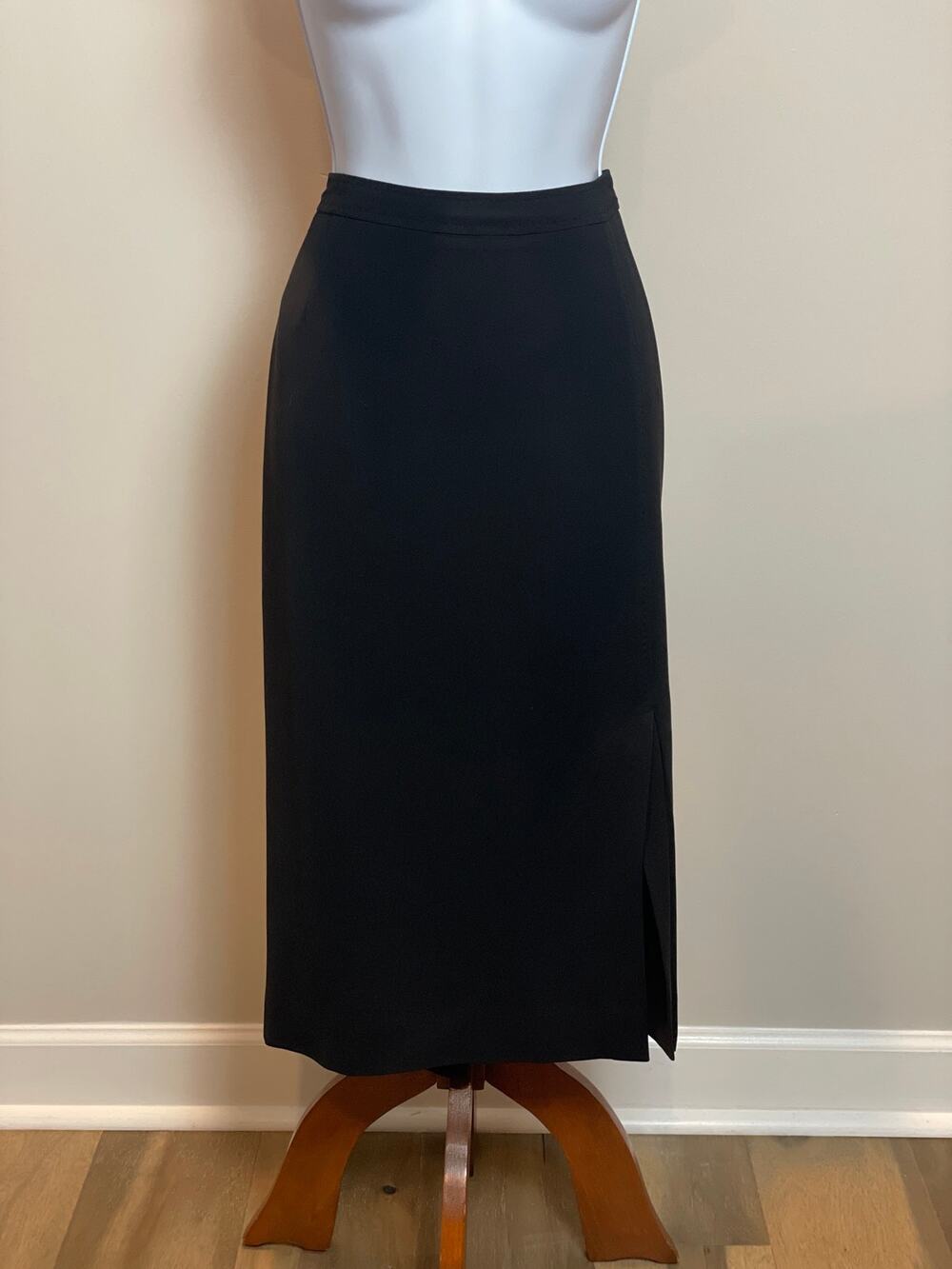 Doncaster Black Lined Pencil Skirt Front Slit Size 8